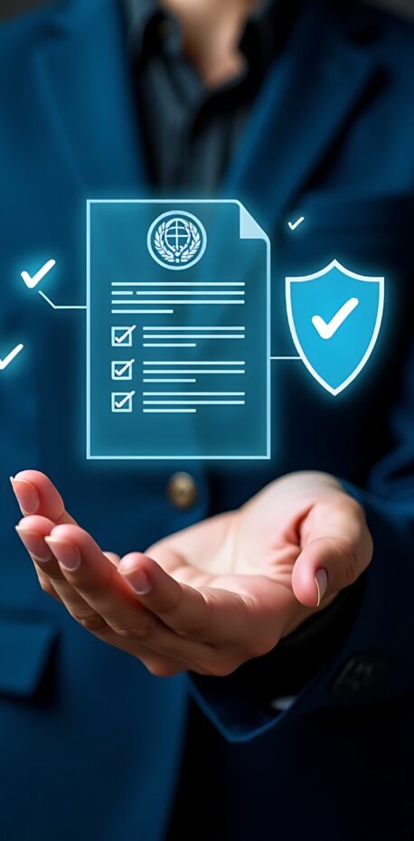 Secure document management compliance and data protection in business hand Secure document management compliance and data protection in business hand